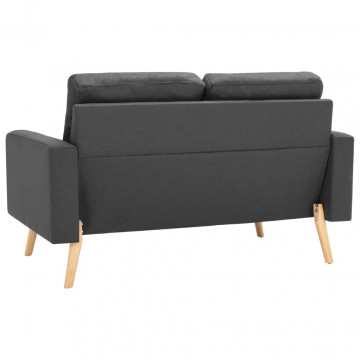 Canapea cu 2 locuri, gri închis, material textil - Img 7