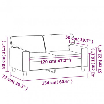Canapea cu 2 locuri, negru, 120 cm, piele ecologică - Img 7