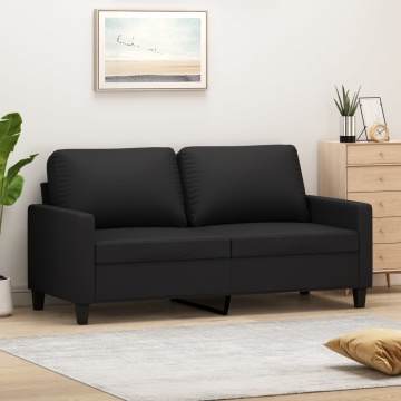 Canapea cu 2 locuri, negru, 140 cm, piele ecologică - Img 1