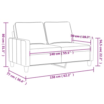 Canapea cu 2 locuri, negru, 140 cm, piele ecologică - Img 7