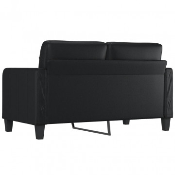 Canapea cu 2 locuri, negru, 140 cm, piele ecologică - Img 8