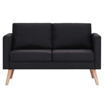 Canapea cu 2 locuri, negru, material textil - Img 3