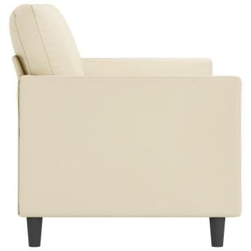 Canapea cu 3 locuri, crem, 180 cm, piele ecologică - Img 4