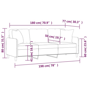 Canapea cu 3 locuri cu pernuțe, gri închis, 180 cm, textil - Img 7