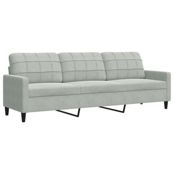 Canapea cu 3 locuri, gri deschis, 210 cm, material catifea - Img 2
