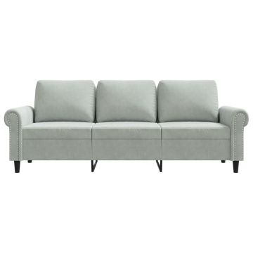 Canapea cu 3 locuri, gri deschis, material 180CM catifea - Img 4