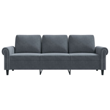 Canapea cu 3 locuri, gri închis, 180 cm, material catifea - Img 4