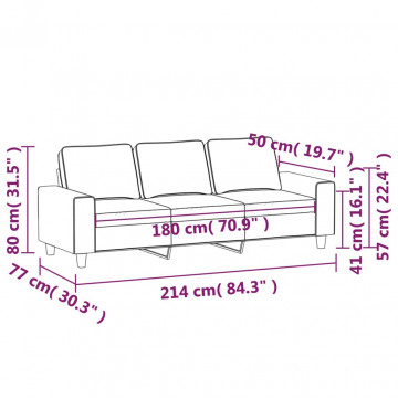 Canapea cu 3 locuri, gri închis, 180 cm, material textil - Img 7