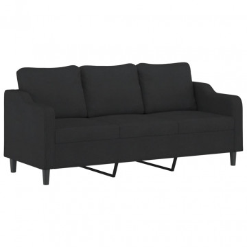Canapea cu 3 locuri, negru, 180 cm, material textil - Img 2