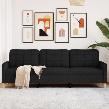 Canapea cu 3 locuri, negru, 210 cm, material textil - Img 1