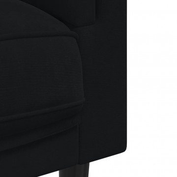 Canapea cu perne, 2 locuri, negru, catifea - Img 6