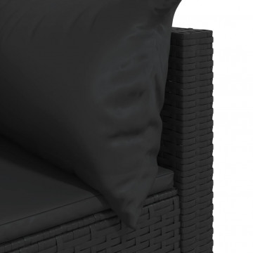 Canapea de colț cu pernă de grădină, negru, poliratan - Img 5