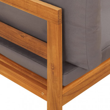 Canapea de colț cu perne gri închis, lemn masiv acacia - Img 5