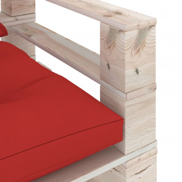 Canapea de grădină din paleți cu perne roșii, lemn de pin - Img 6