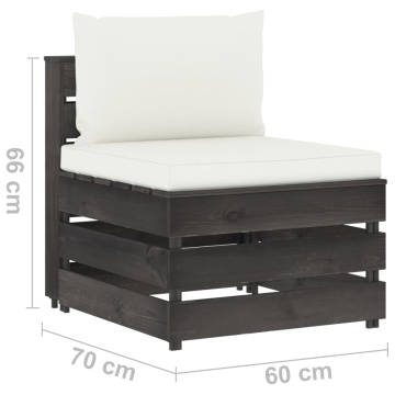 Canapea de mijloc modulară cu perne, gri, lemn impregnat - Img 5