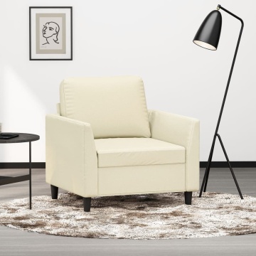 Canapea de o persoană, crem, 60 cm, piele ecologică - Img 1
