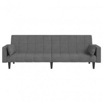 Canapea extensibilă cu 2 locuri, 2 perne, gri deschis, textil - Img 8