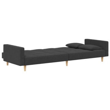 Canapea extensibilă cu 2 locuri, 2 perne, gri închis, textil - Img 5