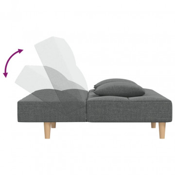 Canapea extensibilă cu 2 locuri, 2 perne, gri închis, textil - Img 6