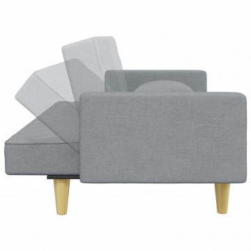 Canapea extensibilă cu pernuță și taburet 2 locuri gri textil - Img 5