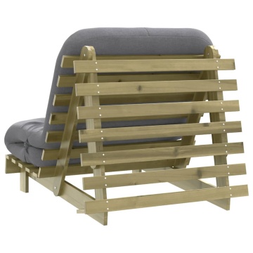 Canapea futon cu saltea, 90x206x11 cm, lemn de pin tratat - Img 6
