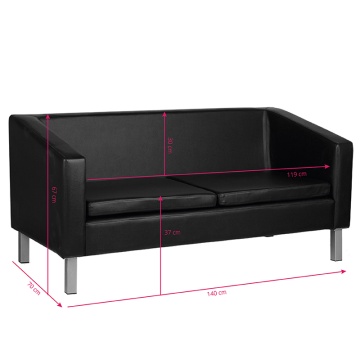 Canapea Gabbiano pentru sala de asteptare bm18003 neagra - Img 3