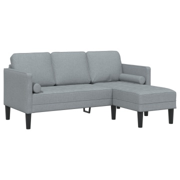 Canapea L-shaped 3 locuri Gri deschis 160 cm din material textil - Img 2
