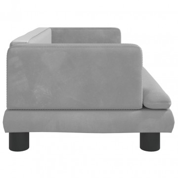 Canapea pentru copii, gri deschis, 80x45x30 cm, catifea - Img 4