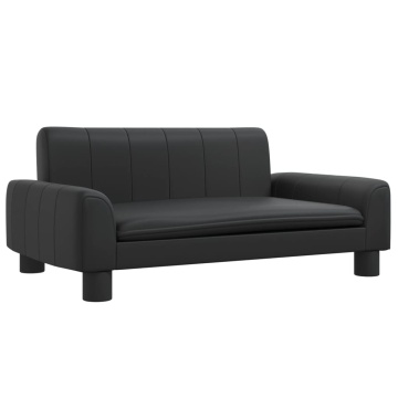 Canapea pentru copii, negru, 70x45x30 cm, piele ecologică - Img 2