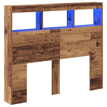 Cap de Pat Lemn Vechi 120 x 17 x 102 cm Cap de Pat Rustic Stocare - Img 3