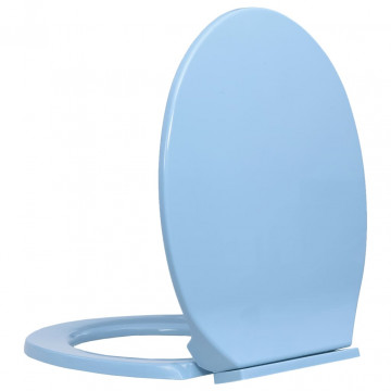 Capac WC cu închidere silențioasă, albastru, oval - Img 2