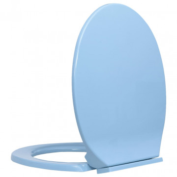 Capac WC cu închidere silențioasă, albastru, oval - Img 2