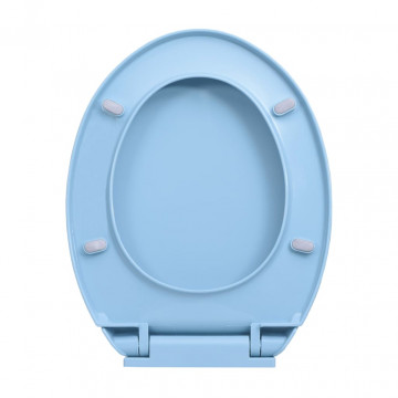 Capac WC cu închidere silențioasă, albastru, oval - Img 4