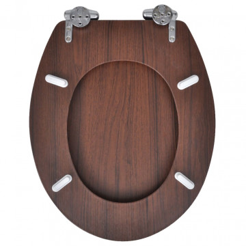 Capac WC cu închidere silențioasă maro MDF design simplu - Img 7