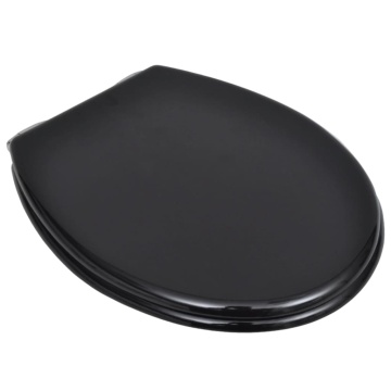 Capac WC cu închidere silențioasă negru MDF design simplu - Img 3