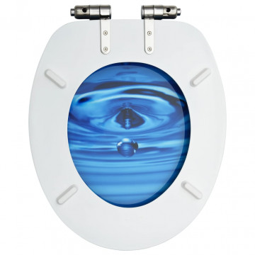 Capac WC închidere silențioasă, albastru, MDF, picătură de apă - Img 5