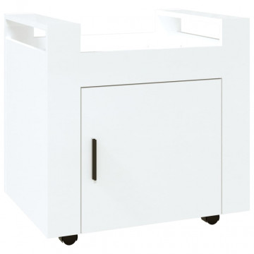 Cărucior de birou, alb extralucios, 60x45x60 cm, lemn prelucrat - Img 2