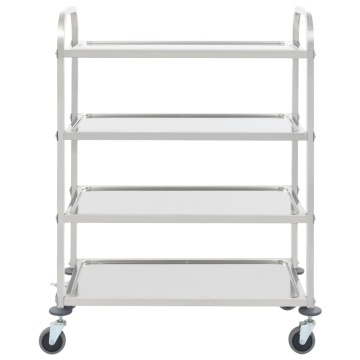Cărucior de bucătărie 4 niveluri 107x55x125 cm oțel inoxidabil - Img 2