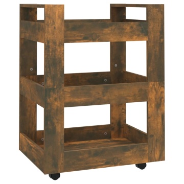 Cărucior de bucătărie stejar fumuriu 60x45x80 cm lemn prelucrat - Img 2