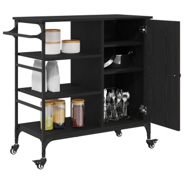 Cărucior de bucătărie Stejar negru 87.5x38.5x84.5 cm Lemn prelucrat - Img 3