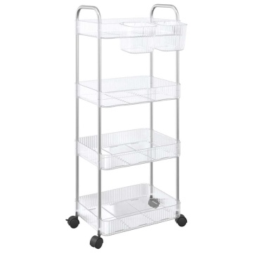 Cărucior de depozitare cu 4 niveluri, transparent acrilic - Img 2