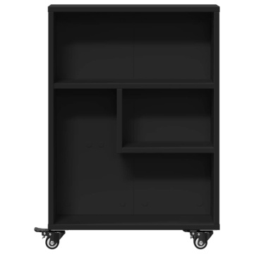 Cărucior depozitare îngust, negru, 48x13x68 cm, lemn prelucrat - Img 4