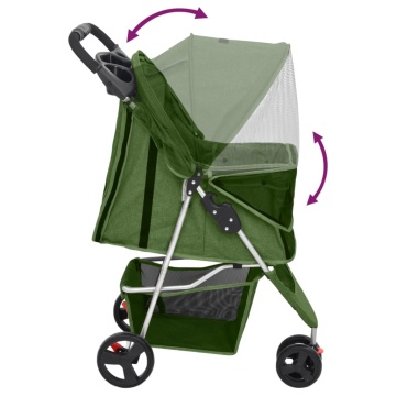Cărucior pliabil pentru câini verde 80x46x98 cm țesătură Oxford - Img 5