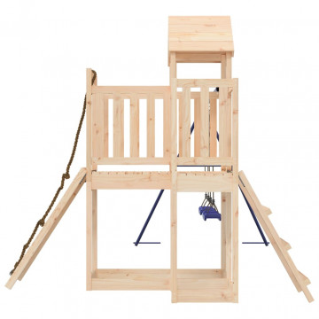 Căsuță de joacă cu perete de cățărat și leagăne, lemn masiv pin - Img 8