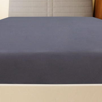 Cearșaf de pat cu elastic, 2 buc., antracit, 140x200 cm, bumbac - Img 3