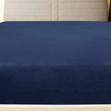 Cearșaf de pat cu elastic, bleumarin, 140x200 cm, bumbac - Img 2