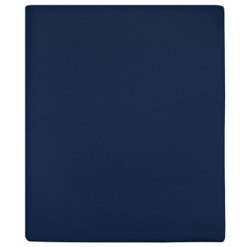 Cearșaf de pat cu elastic, bleumarin, 90x200 cm, bumbac - Img 1