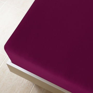 Cearșaf de pat cu elastic, bordo, 100x200 cm, bumbac - Img 2
