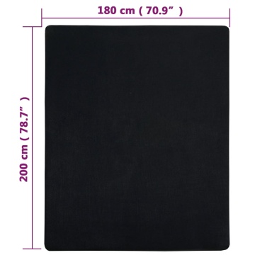 Cearșaf de pat cu elastic, negru, 180x200 cm, bumbac - Img 5
