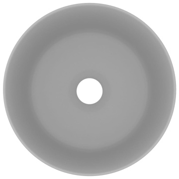 Chiuvetă baie lux gri deschis mat 40x15 cm ceramică rotund - Img 3